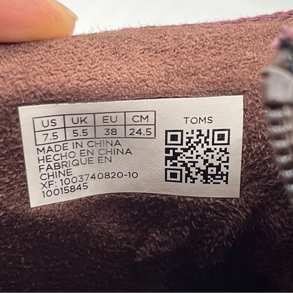 Toms Women's Loren Suede/Metallic Block Heel Ankle Bootie Burgundy 7.5 - Picture 6 of 8